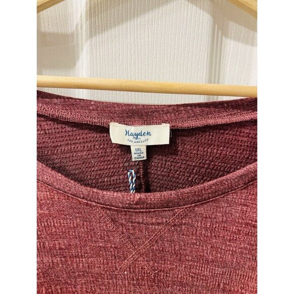 Hayden LA Crimson Red Tunic Dress 3/4 Sleeves Mid Length Plus Size 1XL A-Line - Picture 4 of 5